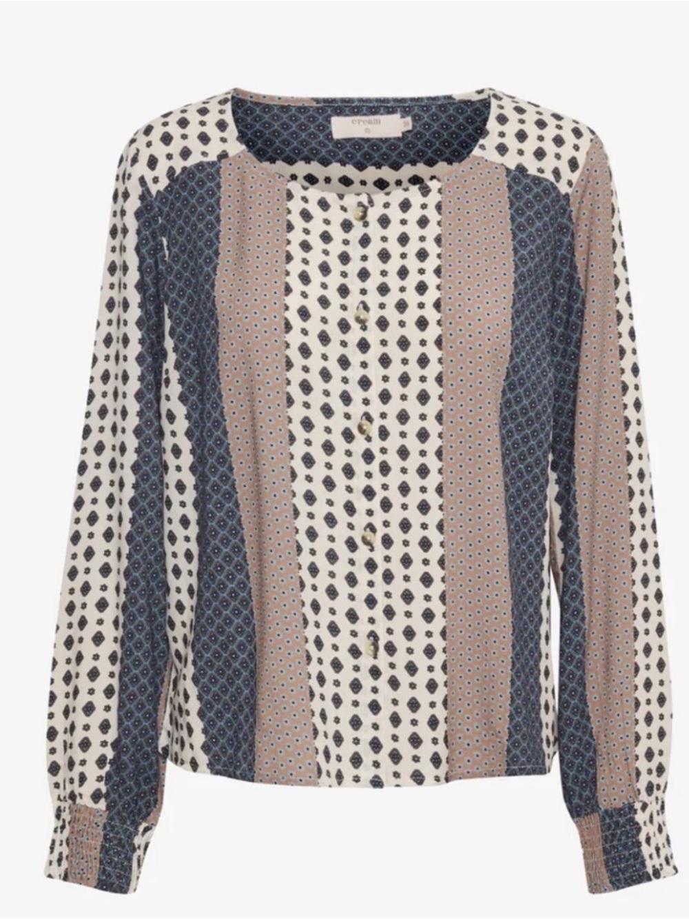 CREAM Printed Patchwork Button-Front Women's Top